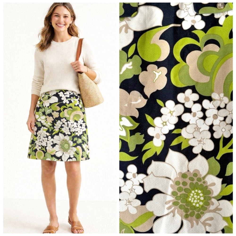 J.Crew Vintage Cotton Floral A-Line Skirt 90s Y2K Preppy Casual Resort Size 4
